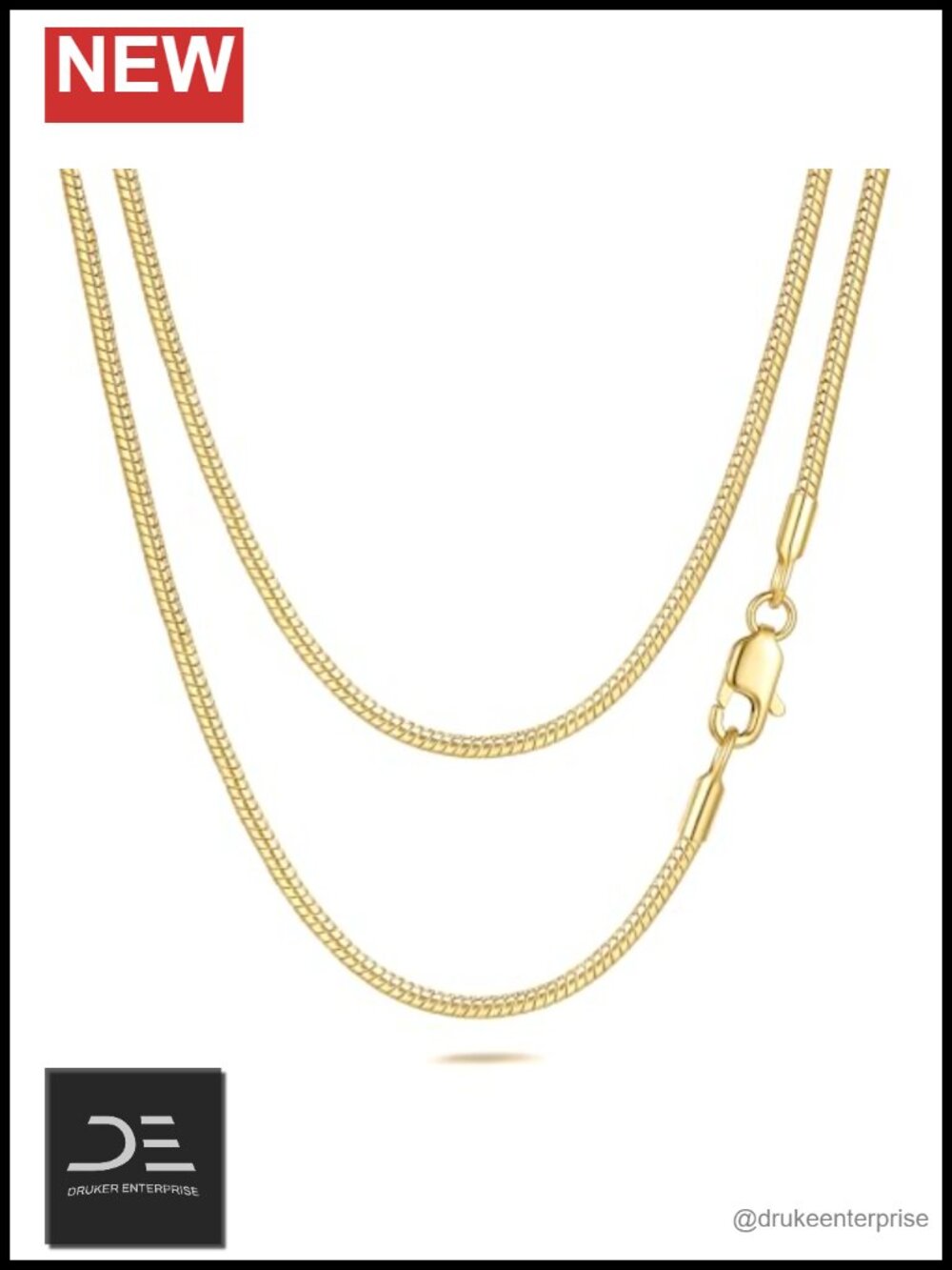 14k Gold Plated Snake Chain Necklace for Women Layering